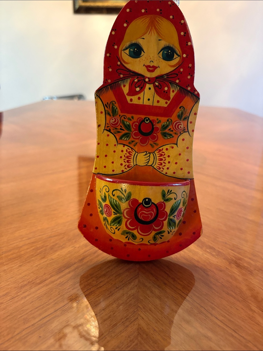Hand-Painted Russian Matryoshka Nesting Doll – Red & Yellow Floral